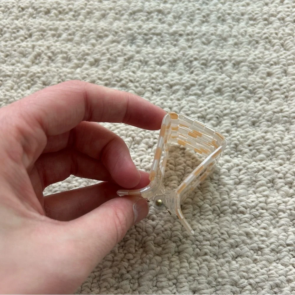 Creamsicle Orange and White Checkerboard Small Claw Clip